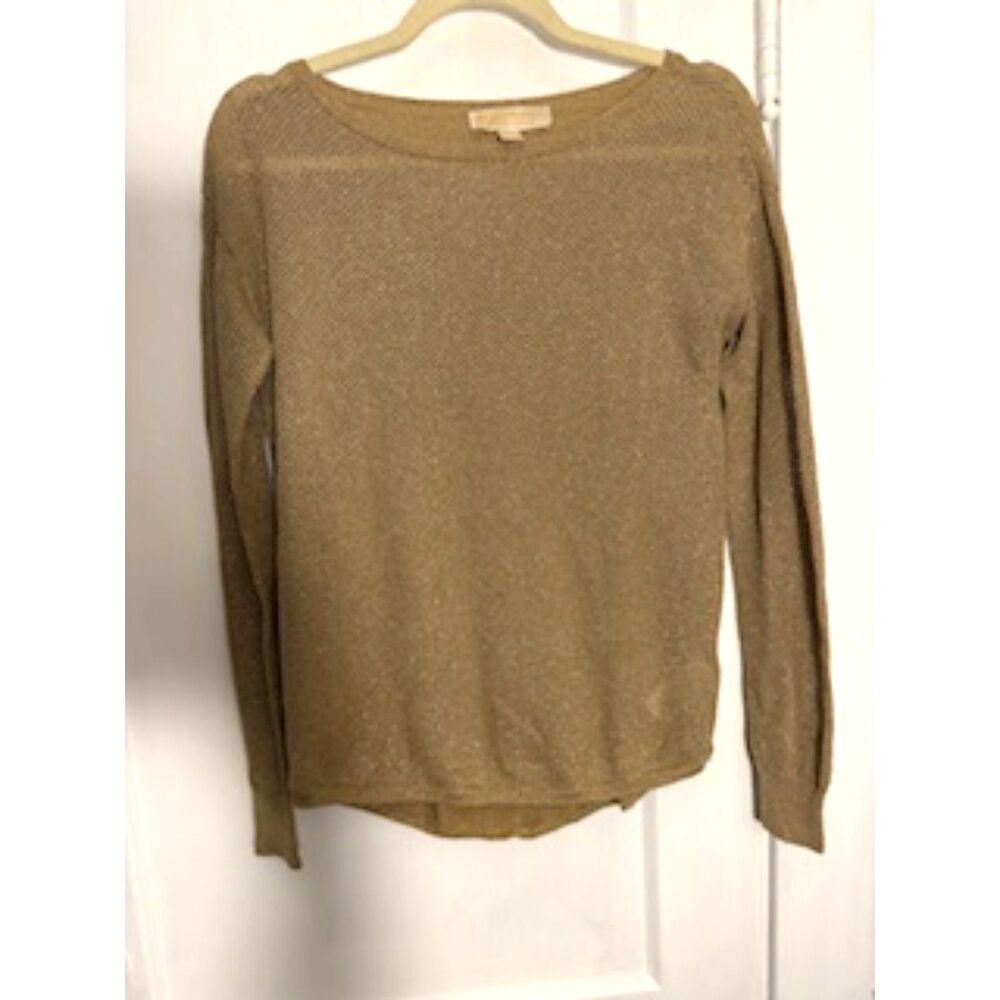 Michael Kors Gold Lurex Shimmery Open Knit Sweater